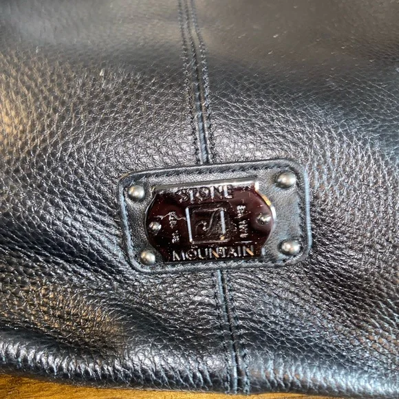 Stone Mountain Black Leather Shoulder Satchel Purse Bag - Picture 2 of 10